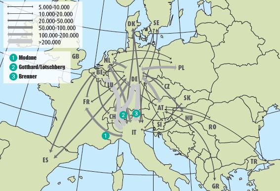 Vzhledem k silnému povědomí o negativních vlivech dopravy na ŢP zemí Rakouska a Švýcarska, je v těchto zemích nejenom podporován systém KP, ale silniční dopravce dokonce motivuje k jeho uţívání