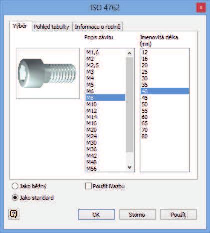 Šroub vložíme do otvoru v základně. Další šrouby namnožíme příkazem pole komponentů.