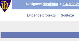 II. Založení nové projektové přihlášky Na úvodní straně zvolte záložku Evidence projektů, kterým vstoupíte do svého konta projektových přihlášek.