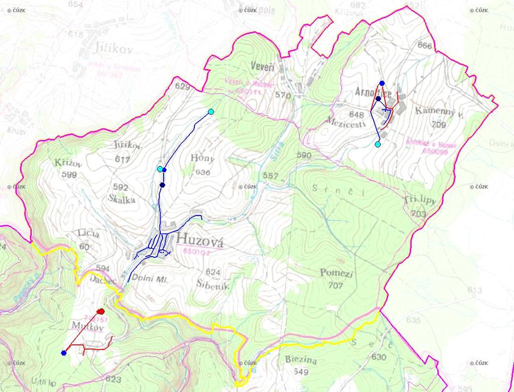 B.2 ZÁKLADNÍ INFORMACE O OBCI (části obce - ZSJ) Obec Huzová (525 540 m n.m.) se nachází v jižní části okresu Bruntál ve vzdálenosti cca 27 km od okresního města.