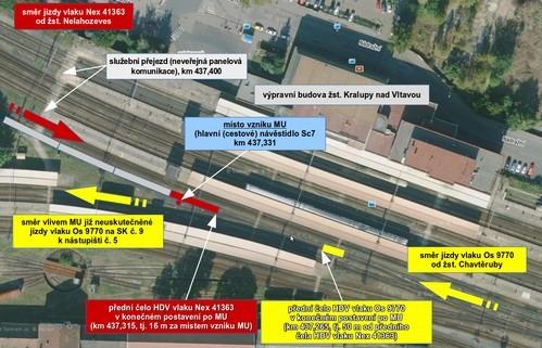 Vzniku MU předcházela jízda vlaku Nex 41363, vedeného v trase Děčín hl. n.