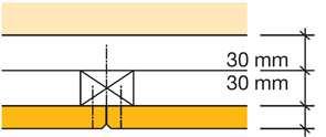 Detail D1 Napojení hlavního a nosného laťování Závěsy Upevnění nosných latí na hlavní latě min 50/30 příp. 60/30 nebo 60/40 mm pomocí šroubů 4,5 x 55 mm podle DIN 7997. Min.