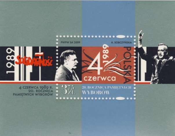 - 32 - Katal.č.428 (blok 152), 4.června 1989, 20. výročí legendárních voleb v Polsku, datum vydání 30.5. 2009.