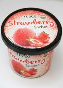 testy kvality potravin Hájek sorbet Zakoupeno: Ovocný Světozor Výrobce: Hájek a Boušová, ČR Cena: 119 Kč/500 ml Cena na 100 ml: 23,80 Kč Ovocný podíl: 68 % Zielona budka strawberry sorbet Zakoupeno: