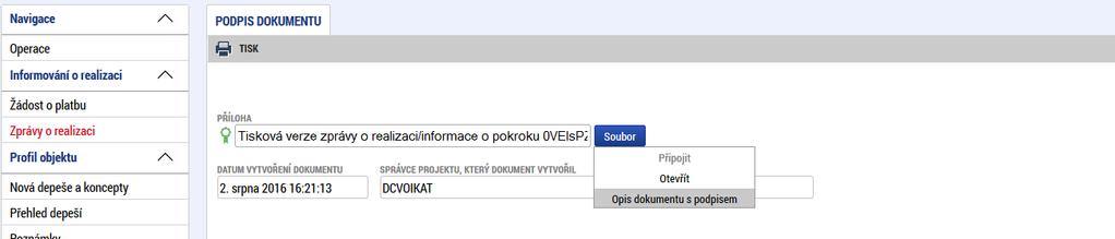 pdf soubor zobrazit včetně informací o certifikátu, který byl použit k podpisu žádosti o podporu.