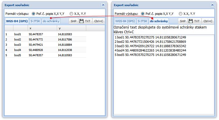systému podle aktivní záložky. Po stisku tlačítka se nabídne příslušný soubor ke stažení. Export v SHP obsahuje tři soubory (*.shp, *.shx a *.dbf) zabalené v ZIP archivu. 2.3.