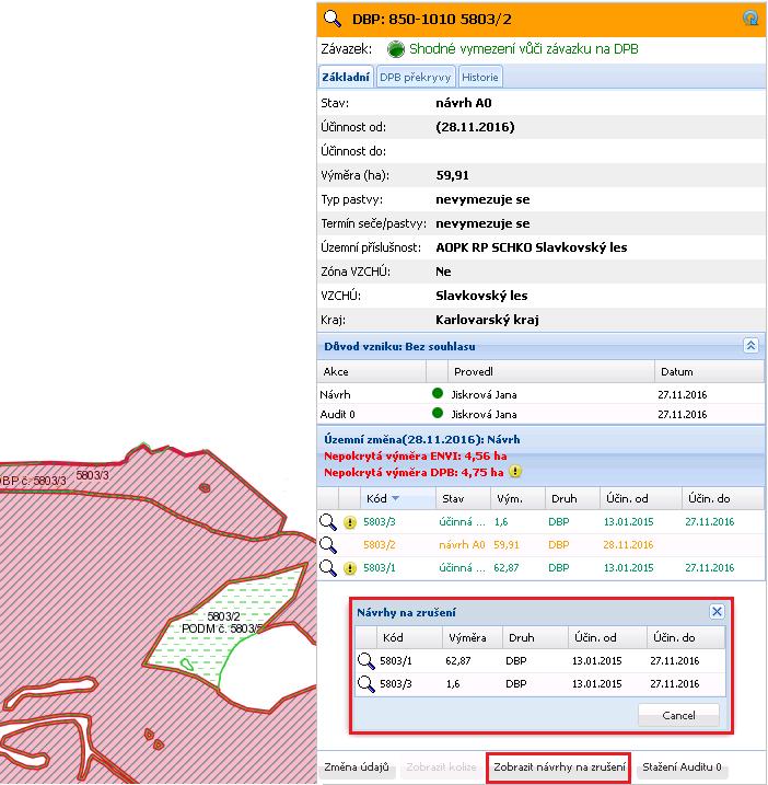 DBP 5803/3 nechtěně zasažená geometrickou úpravou sousední DPB 5803/1, čímž