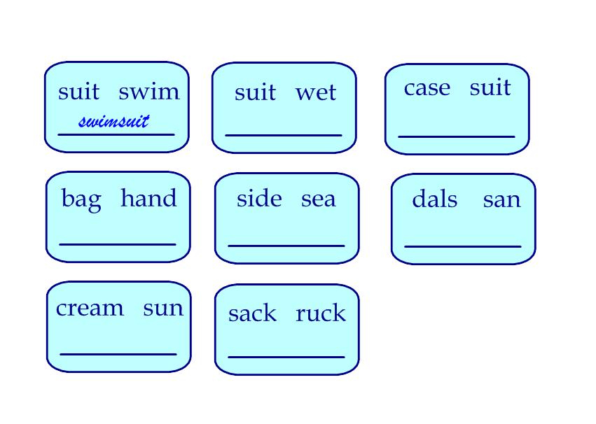 1) Holiday Arrange the syllables and write the words.