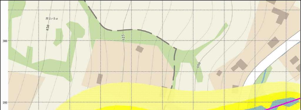 Obr. 3: Mapa hladin akustického tlaku A ve výšce 6 m nad terénem, lokalita Lichnov čp.