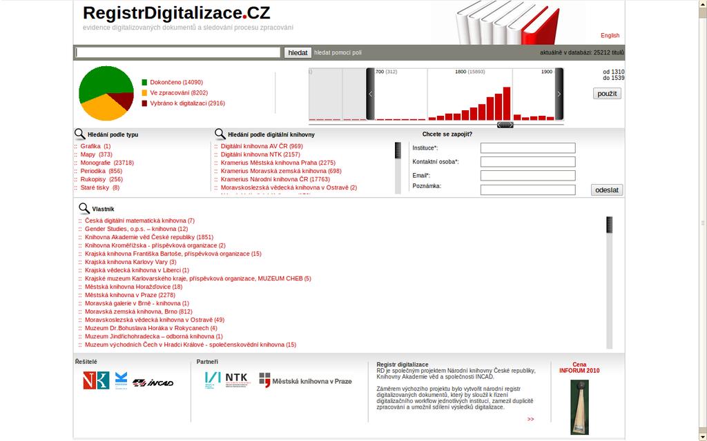 S prezentací zdigitalizovaných dat souvisí projekt Registr digitalizace, do kterého je MZK aktivně zapojena od loňského roku.