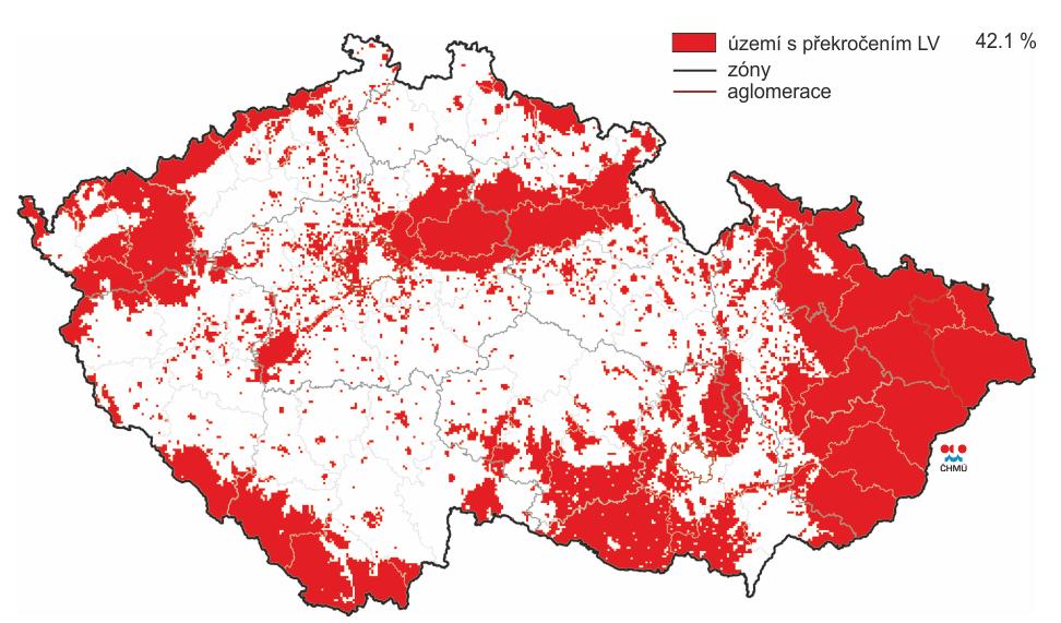 2015  2: Vyznačení oblastí s překročenými imisními limity pro ochranu zdraví se zahrnutím přízemního