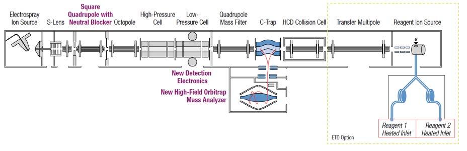 Přístroje pro tandemovou MS - Iontové pasti - Trojité kvadrupóly - Hybridní analyzátory Hybridní hmotnostní spektrometr: přístroj pro