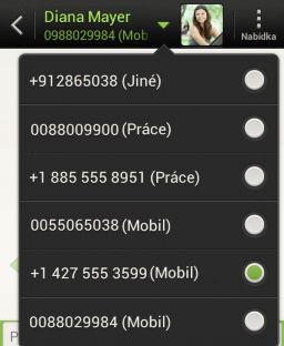 53 Zprávy Odpověď na jiné telefonní číslo kontaktu Pokud má kontakt v zařízení HTC One V uloženo více telefonních čísel, uvidíte použité konkrétní telefonní číslo pod jménem kontaktu.