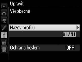 D Úprava profilů Dojde-li ke stisknutí tlačítka spouště během zobrazení menu, vypne se monitor a veškeré změny aktuálního profilu budou ztraceny.