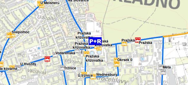 P+R Pražská křižovatka. I přes snahu preferovat železniční dopravu bude nadále autobusové spojení s Prahou hrát důležitou roli. Dnes je v blízkosti zast.