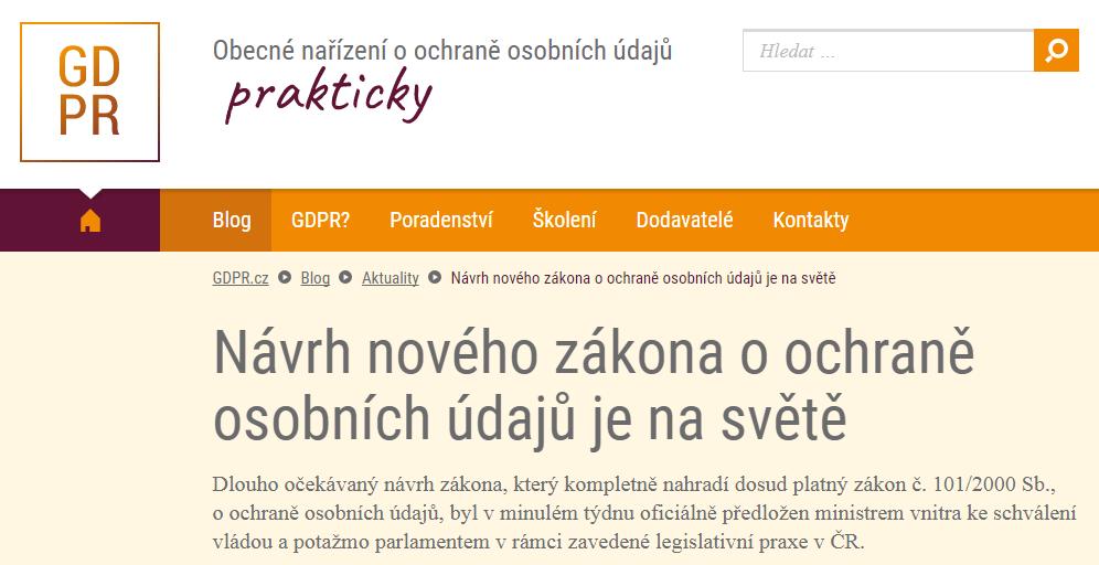 Příprava nového zákona o ochraně osobních údajů,