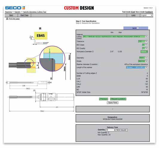 Obrábění otvorů Nanofi x Custom Design - Nabídka obratem - Krátký dodací termín Pro výstružníky Nanofi x a upínací tělesa Quick-Fit je k dispozici software Custom Design Ten umožňuje navržení