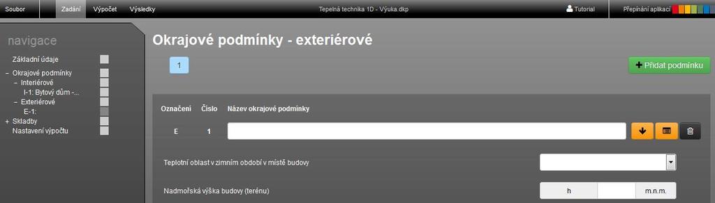 Okrajové podmínky exteriérové 3/7 Nejrychleji vložíme