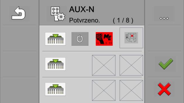 Montáž Používání joysticku 3 Vidíte nabídku AUX-N Potvrzeno. : 1. Než budete v práci pokračovat, zkontrolujte, zda je správné obsazení kláves.