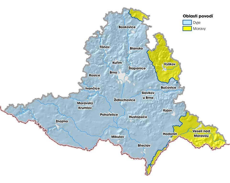Oblast povodí a hlavní toky jižní Moravy Jestliže soustředíme pozornost na povodně v oblasti jižní Moravy, najdeme v historických záznamech mnoho a mnoho zpráv o katastrofálních povodních, které musí