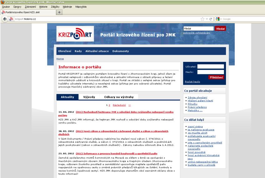 Uživatel se také ve veřejné části dozví, jaké MU a KS mu v Jihomoravském kraji hrozí. Nechybí také konkrétní přehled možných zdrojů MU na území Jihomoravského kraje, rozdělených po jednotlivých ORP.