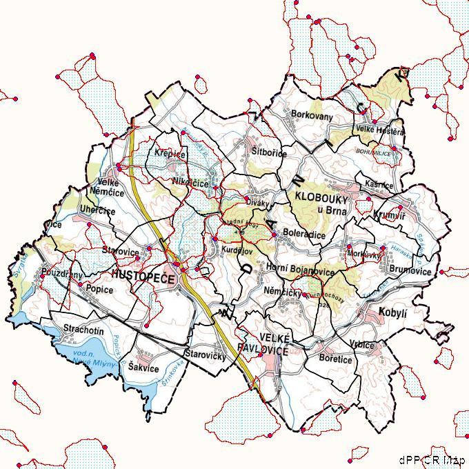 Obrázek 4: Mapa kritických bodů v SO ORP Hustopeče Vzhledem k charakteru reliéfu, je podstatná část SO ORP Hustopeče ohrožována při intenzivních srážkách přívalovými povodněmi a splachy