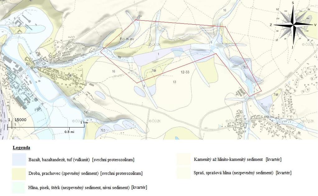 METODIKA Obr. 2. Geologická mapa sledovaného území [4] 2.1.