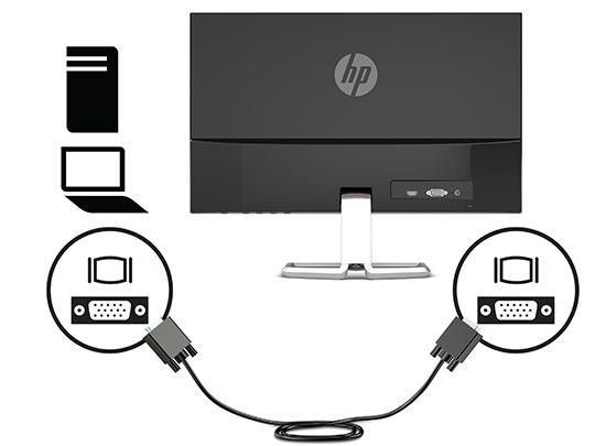 Připojení kabelů 1. Umístěte monitor na vhodné dobře větrané místo do blízkosti počítače. 2. Připojte videokabel. POZNÁMKA: Monitor automaticky zjistí, které vstupy mají platné videosignály.