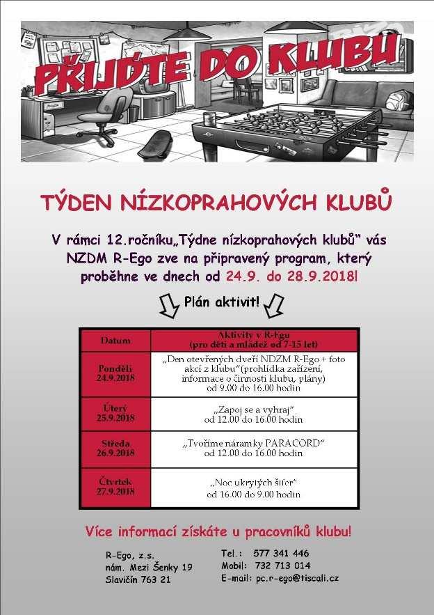R-Ego se zapojí do akce TÝDEN NÍZKOPRAHOVÝCH KLUBŮ 24.