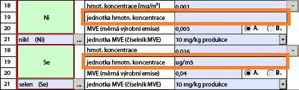 Řádky pro vložení údajů o měření dalších ZL se do formuláře přidají tlačítkem. Tím se vygeneruje prázdný řádek, ve kterém je možné vyvolat číselník ZL tlačítkem.