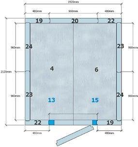 Dveře 1000 mm lze zaměnit pouze za panely 20 a 22.