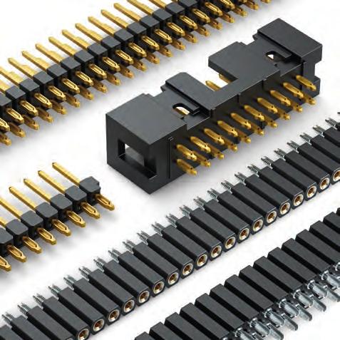 lišty jedno a dvouřadé s podporou osazování stojaté a na ležaté provedení rozteč: 2.5 mm, 2.00 mm a 1.
