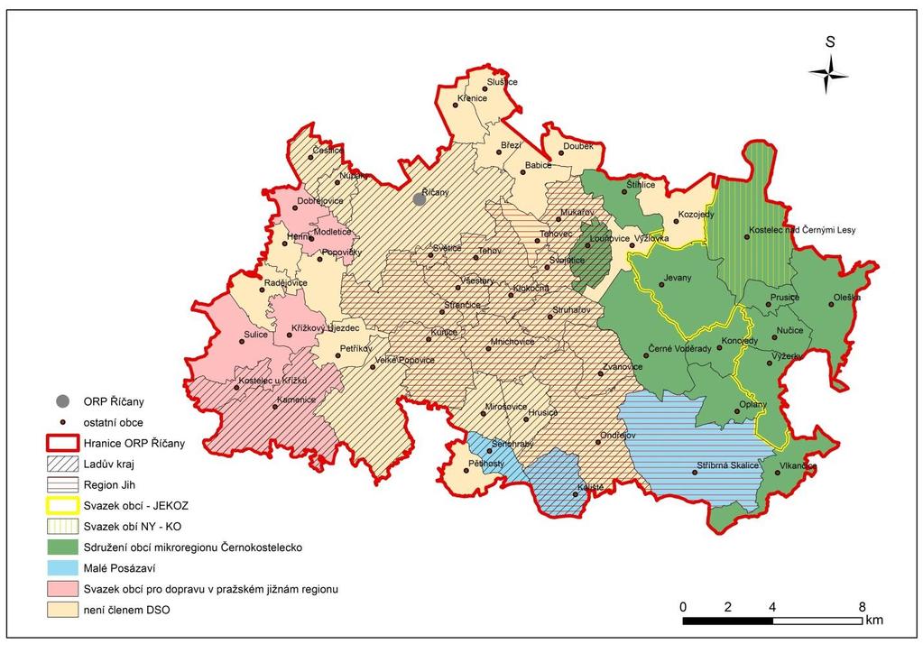 2 Souhrnná zpráva za všechny DSO v území Ve správním obvodu ORP Říčany působí 7 dobrovolných svazků obcí (Ladův kraj, Region JIH, Sdružení obcí mikroregionu Černokostelecko, Svazek obcí JEKOZ, Svazek