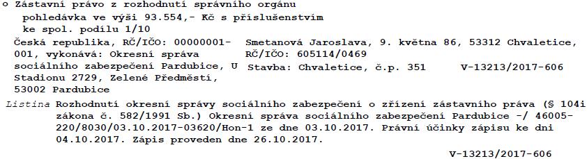 Na dražených nemovitých věcech váznou zástavní práva, která dle ust. 337h odst. 1 o.s.ř. v platném znění do 31.12.2012 dnem právní moci rozvrhového usnesení zaniknou. VII.