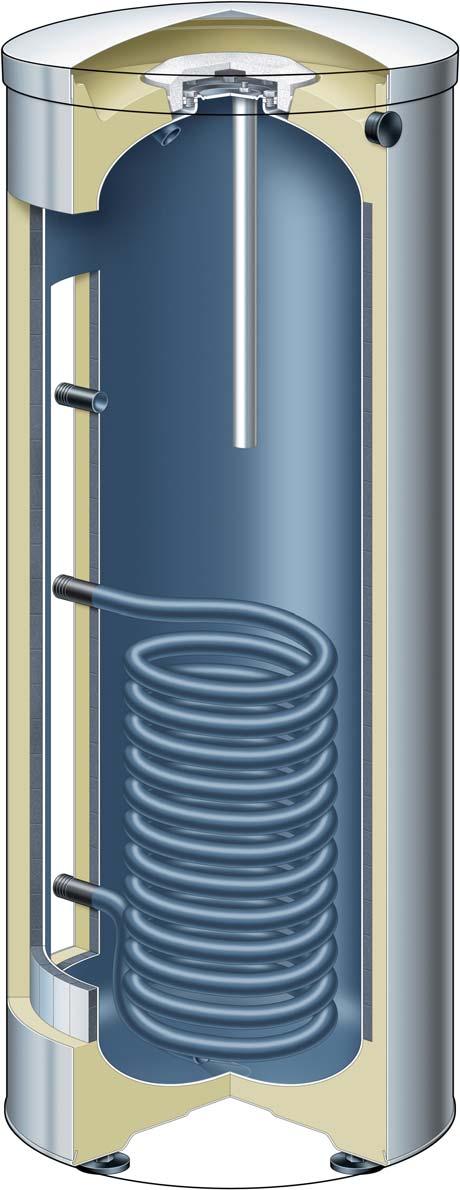Vitocell 100-V Zásobníkový ohřívač vody (stacionární) 1 Zásobníková nádrž a topná spirála z oceli, s vrstvou smaltu Ceraprotect Magneziální anoda a anoda na cizí proud 3 Vyhřívání