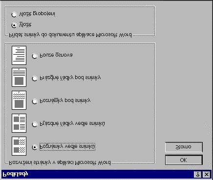 Kapitola 9: Soubor 63 Export do Wordu Po příkazu SOUBOR, ODESLAT, MICROSOFT WORD se zobrazí dialogové okno Podklady (viz obr. 9-3), v němž upřesníme, jak se má do Wordu převést. OBR.