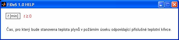 Obr. 3.5 Vykreslení parametrické teplotní křivky pro zadaný časový interval Společným znakem programů souboru FiDeS je rozsáhlá nápověda.