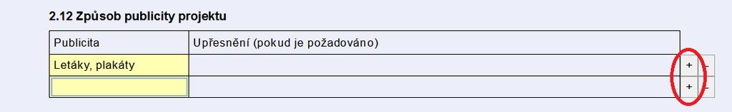 2.7 Žánrová oblast projektu z roletové nabídky vyberte jednu nejvhodnější variantu 2.8 Jména zúčastněných souborů a umělců max. počet znaků, které můžete napsat do pole je 2000 včetně mezer) 2.