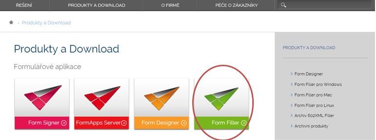 Dostanete se na další stránku, kde klikněte na odkaz Form Filler obrázek č. 1. Obrázek č. 1 2.