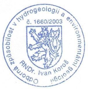 Název úkolu : Oseček, ovlivnění studní Zakázkové číslo : 2017 2003 Katastrální území Okres Úkol : 712744 Oseček : Nymburk : Hydrogeologické posouzení možného vlivu odběru vody ze studny na pozemku p.