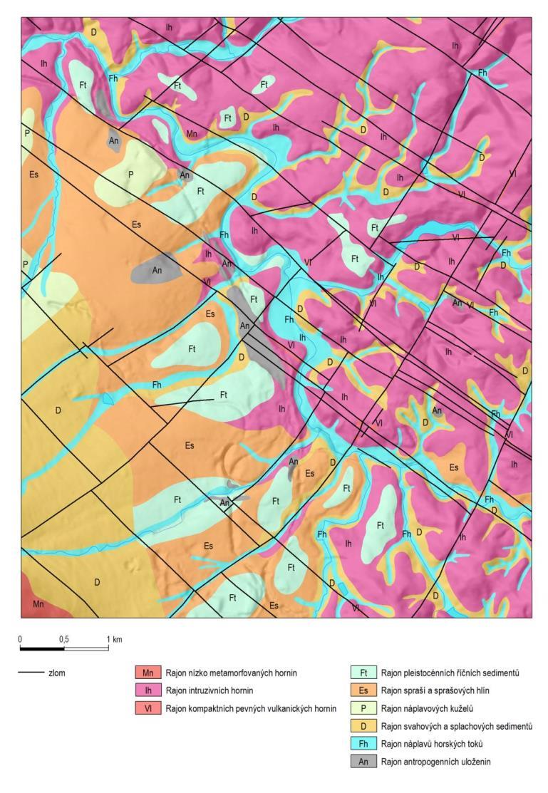 7. Inženýrská geologie 7.1 Inženýrskogeologická rajonizace města (J. Malík) Geologické poměry vytváří na území města devět inženýrskogeologických rajonů (viz obr. 9.