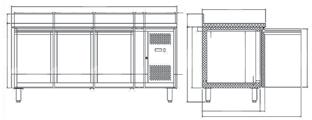 3 MRAZICÍ ZAŘÍZENÍ VENTILOVANÉ -10 PROVOZNÍ -20 TEPLOTA INOX Provedení nerez Vyměnitelné těsnění GN 3100 BT Universal GN BT MRAZICÍ STOLY 1360 420 15 420