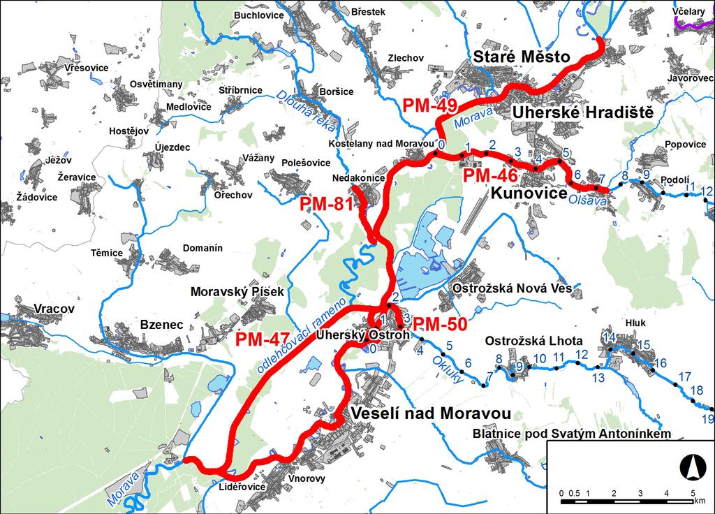 Tvorba map povodňového nebezpečí a povodňových rizik v oblasti povodí Moravy a v oblasti povodí Dyje 1.