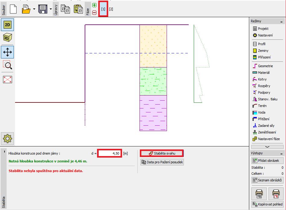 Posouzení stability Dále je třeba ověřit, že námi navržená konstrukce vyhoví z hlediska celkové stability. Toto ověření se provádí v rámu Stabilita.