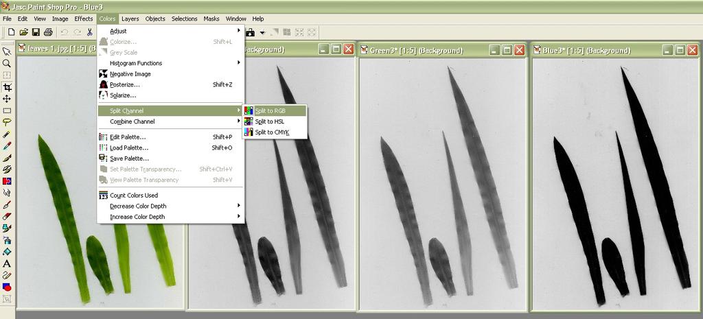 1) Sken listů rozseparujte do jedotlivých složek RGB modelu (alternativně můžete vyzkoušet i CMYK