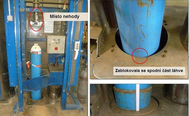 Odstraňování ventilu u láhve rozdrcená ruka