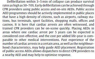 umístit AED na veřejných v místech s velkým pohybem osob a