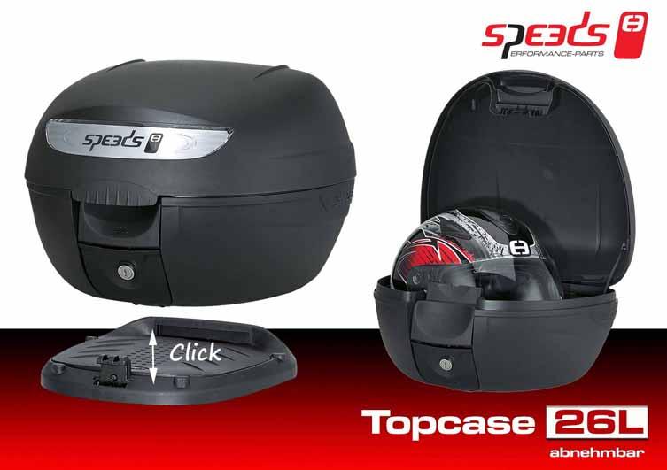 SB3020 speeds Topcase univerzální s adaptérem, černý, odnímatelný 26 l Kapacita na jednu integrální helmu odnímatelný Click-Systém