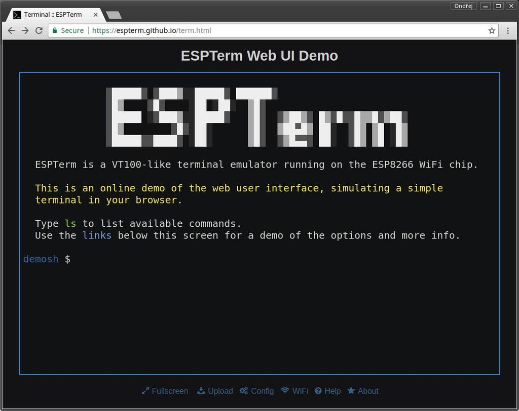 Modul ESPTerm - "kapesní videoterminál" Emulátor s čipem ESP8266,