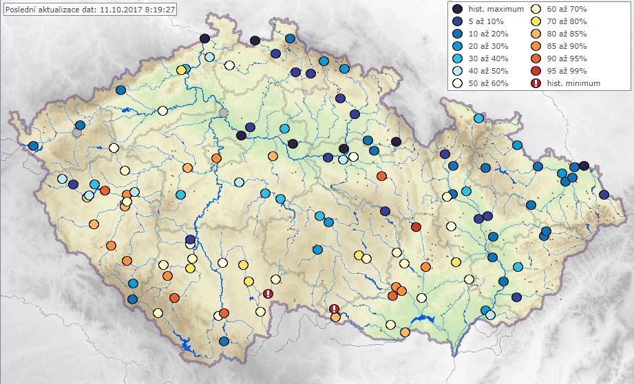 Z pohledu hydrologického sucha se situace v porovnání s předchozím týdnem mírně zlepšila.